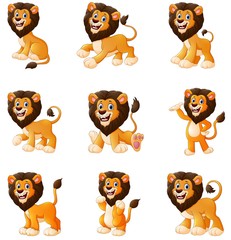 Fototapeta premium Lion cartoon set collection