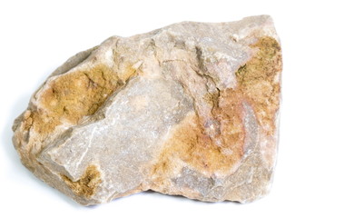 Single natural stone on white background