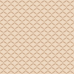 Fototapeta premium Brown net on beige background seamless pattern