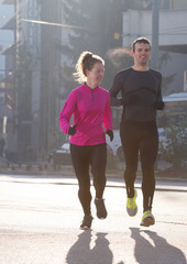 young  couple jogging