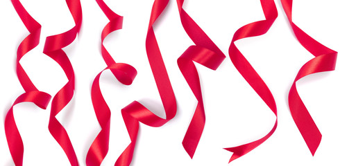 Red ribbon collection isolated on white