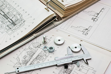 mechanical scheme and calipers