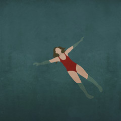 Illustration of woman swimming in water