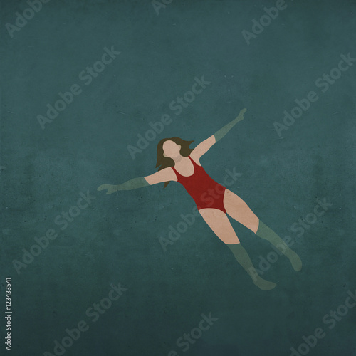 Illustration of woman swimming in water