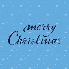 Fototapeta na wymiar Calligraphic phrase Merry Christmas on snowy background.