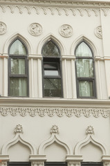 Architectural details and decoration of the vintage  facade fram