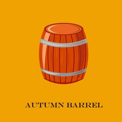 Wooden barrel vector illustration. Autumn time.