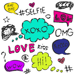 set of cute speech bubble with text,