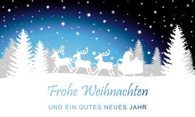 Weihnachten - Karte mit Winterlandschaft (bei Nacht)