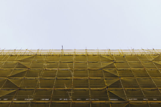 Low angle view of incomplete building against clear sky