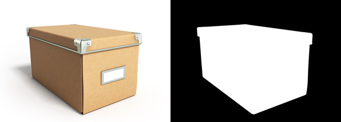 Close Office paper box for documents 3d illustration on white wi