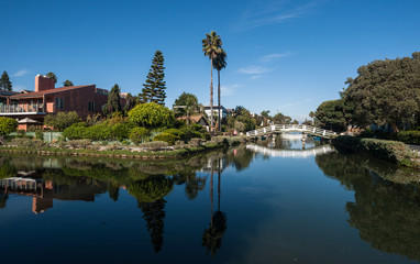 The beautiful Venice Beach Canals neighbourhood near Los angeles ,California.