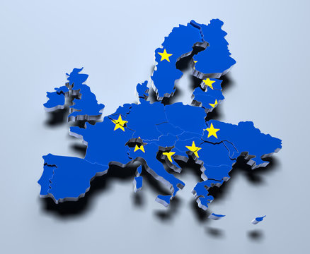 European Union Map 3d rendered image