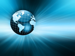 Best Internet Concept of global business. Globe, glowing lines on technological background. Electronics, Wi-Fi, rays, symbols Internet, television, mobile and satellite communicationsblue blur