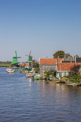 Historical houses and windmills at the Zaan river