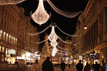 Zelfklevend Fotobehang Beautiful street lights around the Historic Center of Vienna © vikovik
