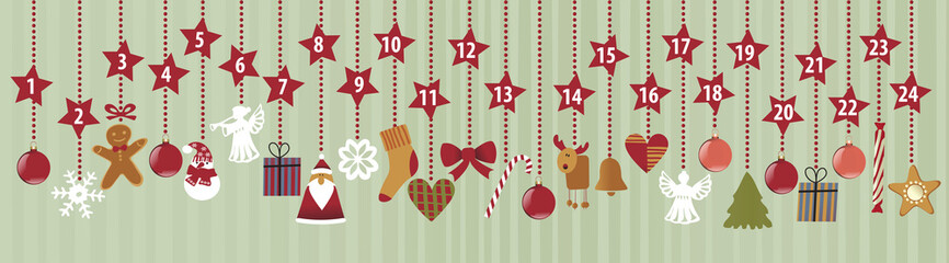Fototapeta na wymiar Advent calendar with Christmas decorations