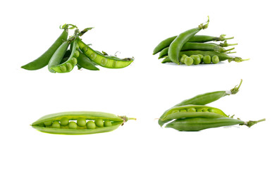 fresh green peas isolated on a white background