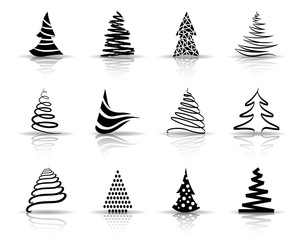 Obraz premium Weihnachtsbaum Iconset - Schwarz (Schatten)
