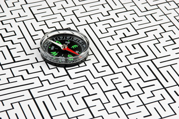 compass on background of the labyrinth