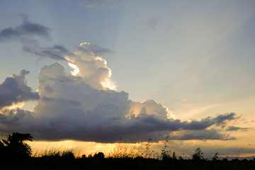 Dramatic sunset and sunrise sky