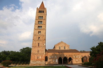 highest ancient Bell Tower of the Abbey of pomposa historic buil