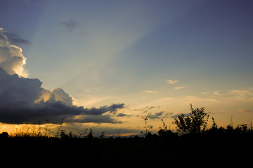 Dramatic sunset and sunrise sky