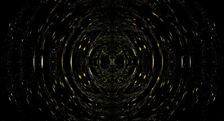 abstract circle structure on black background, computer graphic design.