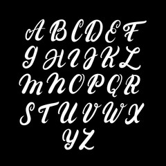 Hand written uppercase alphabet.