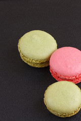 Macaron on black with Copy space, From above