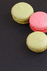 Macaron on black with Copy space, From above