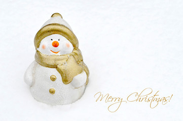  Christmas card concept with Snowman decoration and Merry Christmas greeting message