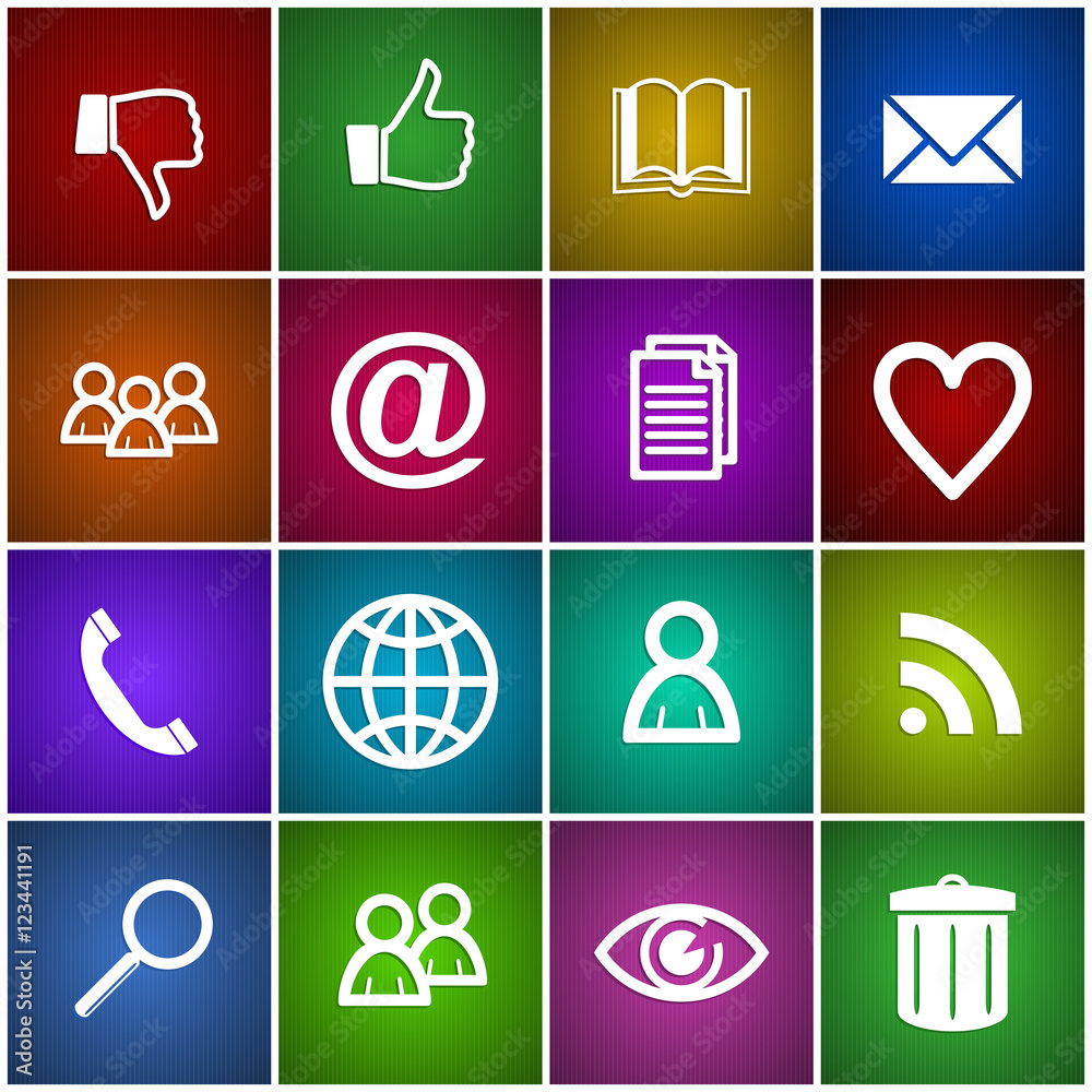 Aufkleber Set of colorful vector web icons