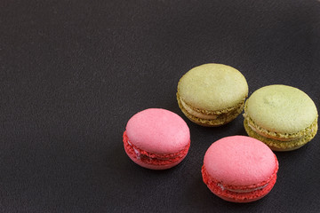 Macaron on black with Copy space, From above