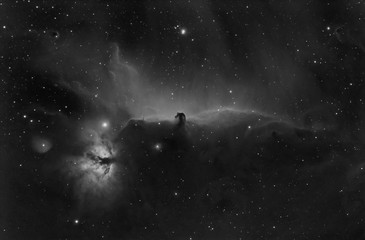Horsehead and Flame nebulae in Orion constellation