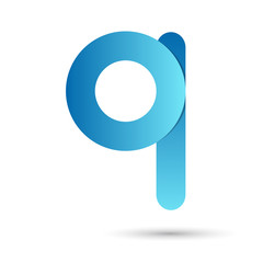 Letter q with blue color on white background