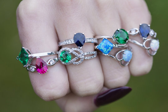 Hand with many rings