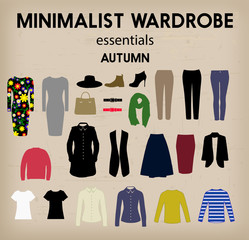 Minimalist wardrobe set vector - autumn