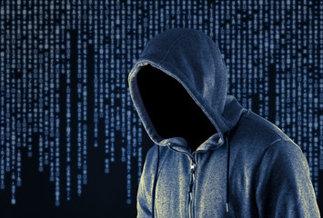 Hooded computer hacker