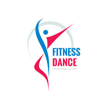 Fitness dance - abstract human character - vector logo template concept illustration. Creative design element.