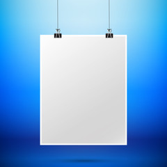 Abstract background blank paper sign hanging with black paper cl