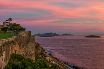 Las islas C&iacute;es desde el Parador de Bayona, Galicia