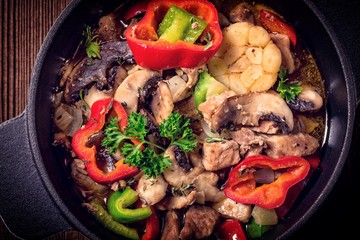 Goulash with colored vegetables