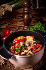 Goulash with colored vegetables