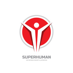 Superhuman - vector logo template. Abstract stylized human.