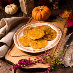 Potato pancakes with pumpkin puree