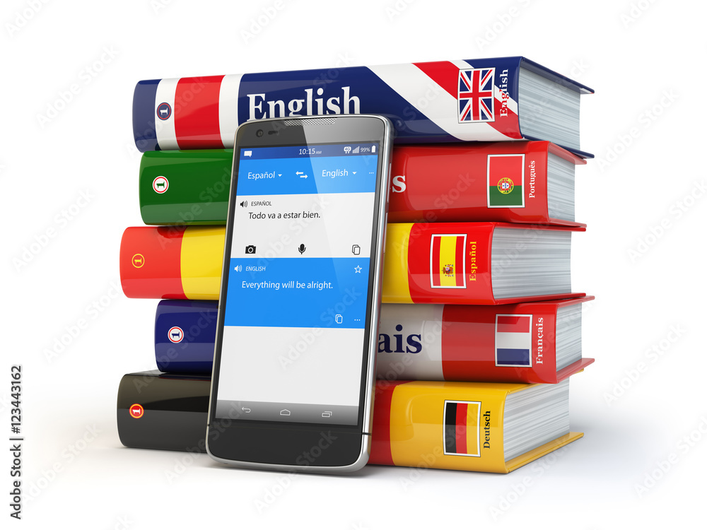 Poster E-learning. Mobile dictionary. Learning languages online. Smartp