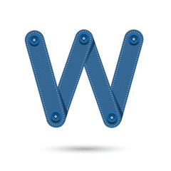 W font vector with blue Jeans on White background, Futuristic fo