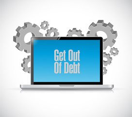 get out of debt computer sign concept