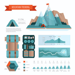 Mountain trekking and hiking infographics